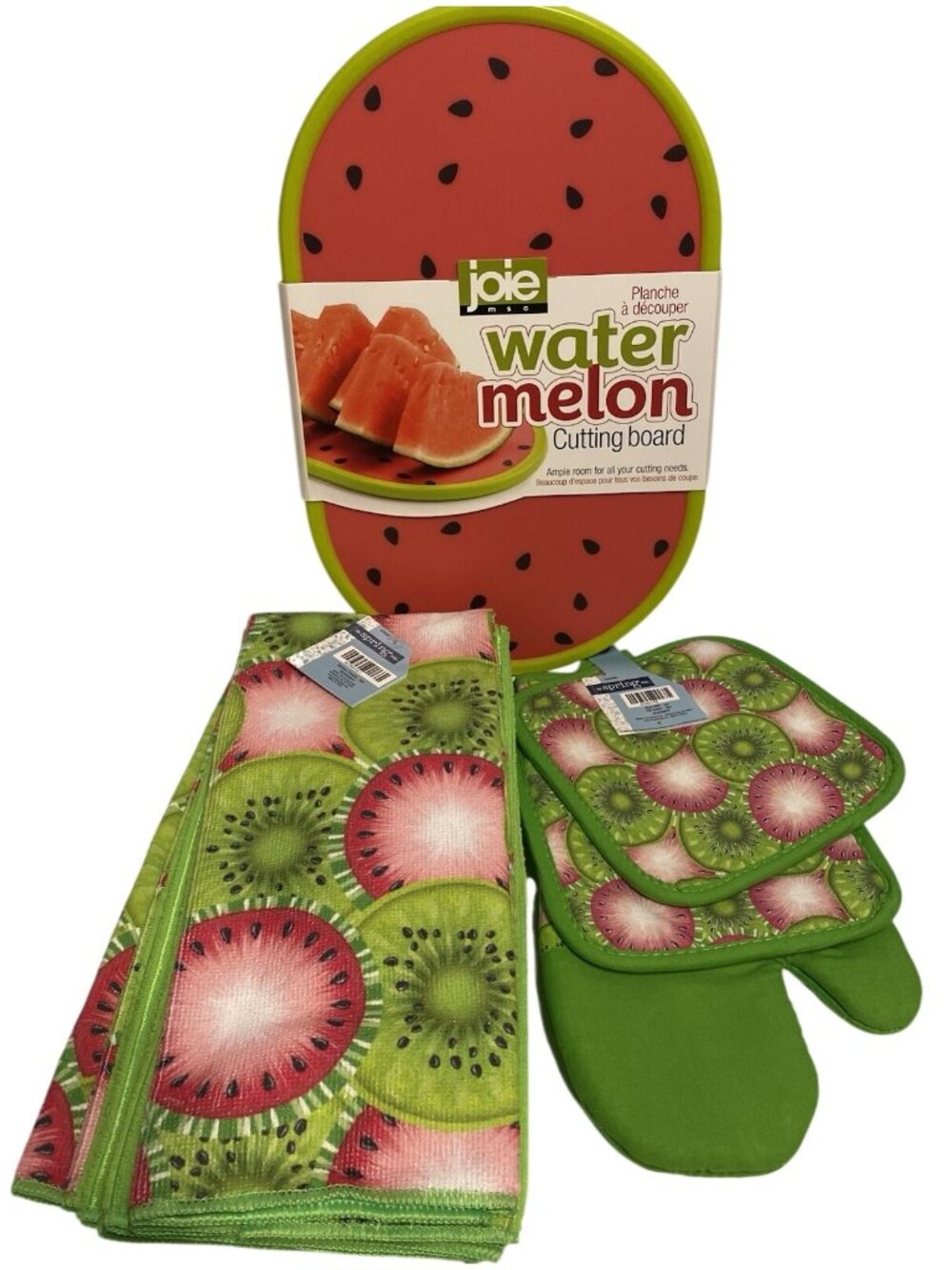 LOT of 9 Kitchen Set Towels Pot Holders Mitt Cutting Board Kiwi Watermelon Fruit